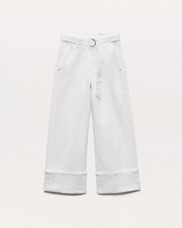 Rag & Bone Andi Belted Ankle-Length Wide-Leg Jeans