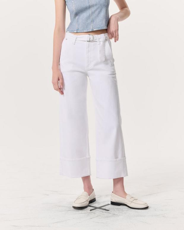 Rag & Bone Andi Belted Ankle-Length Wide-Leg Jeans