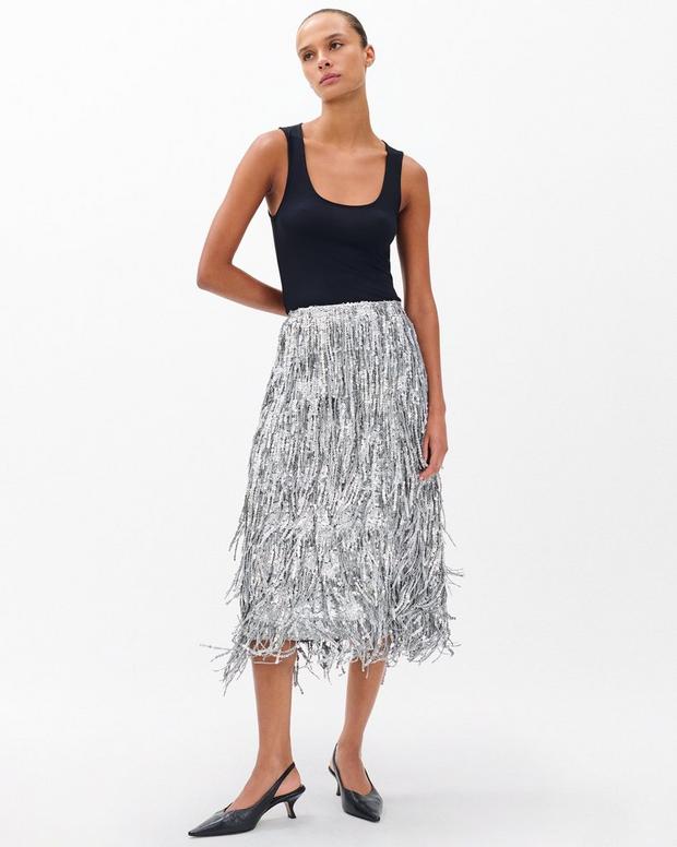 rag & bone Billie Sequined Tassel Midi Skirt