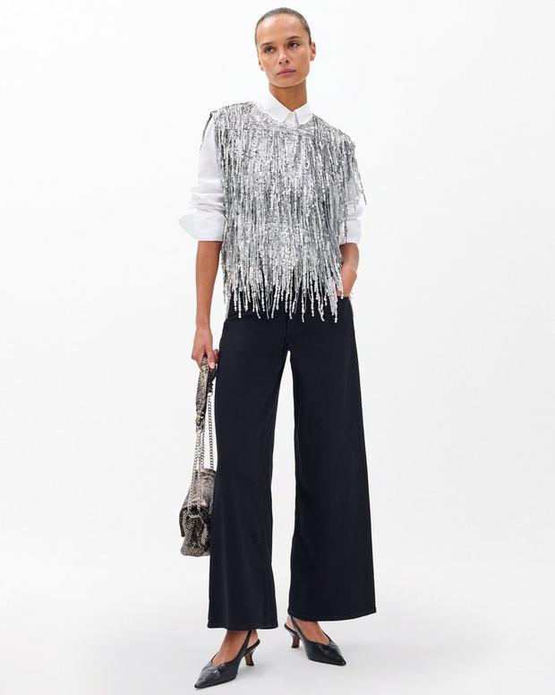 Rag & Bone Billie Sequined Tassel Top