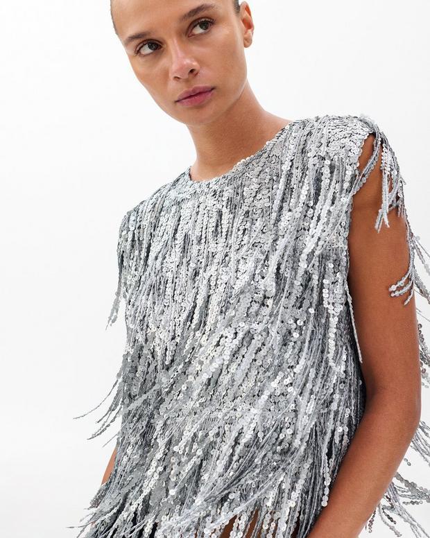 rag & bone Billie Sequined Tassel Top