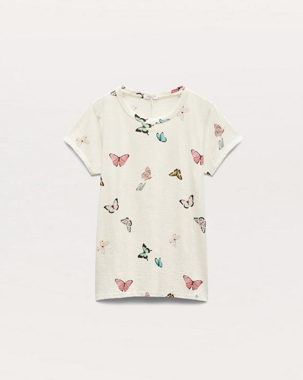 Rag & Bone Butterfly Printed Cotton T-Shirt