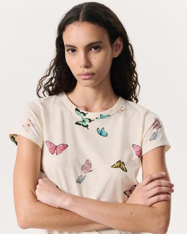 Rag & Bone Butterfly Printed Cotton T-Shirt