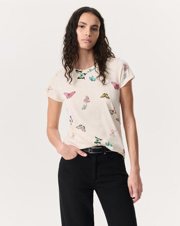 rag & bone Butterfly Printed Cotton T-Shirt