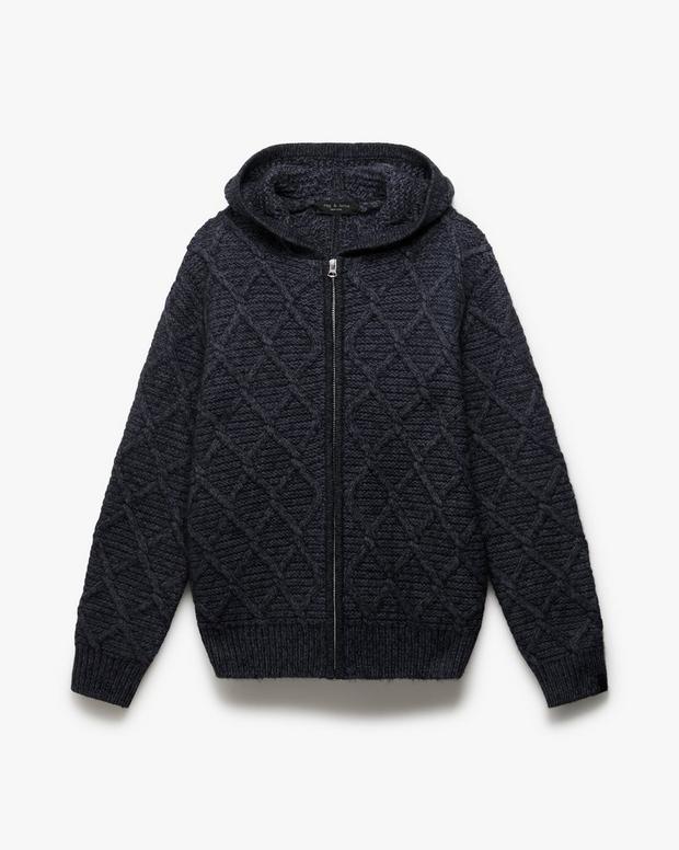 Rag & Bone Cable-Knit Full-Zip Hoodie