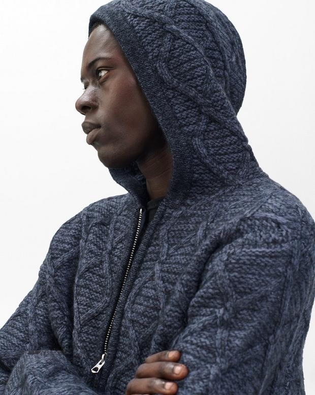 Rag & Bone Cable-Knit Full-Zip Hoodie