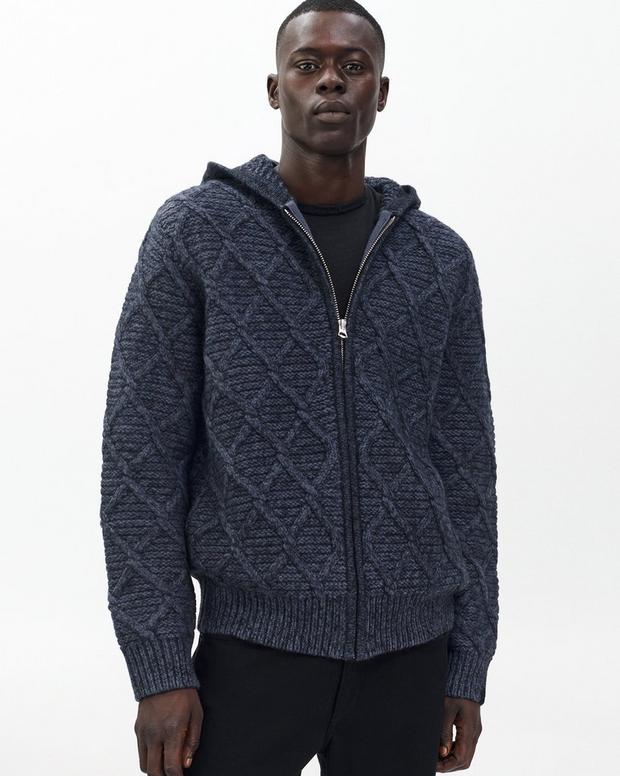 rag & bone Cable-Knit Full-Zip Hoodie