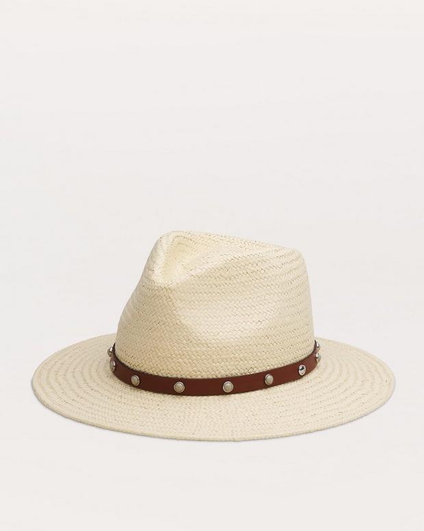 rag & bone Cabochon-Studded Packable Straw Fedora
