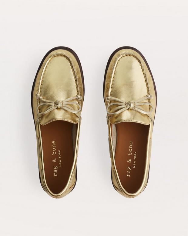 Rag & Bone Carter Metallic Leather Boat Shoes