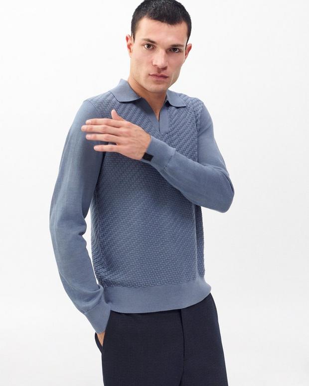 Rag & Bone Charles Johnny Collar Wool Polo