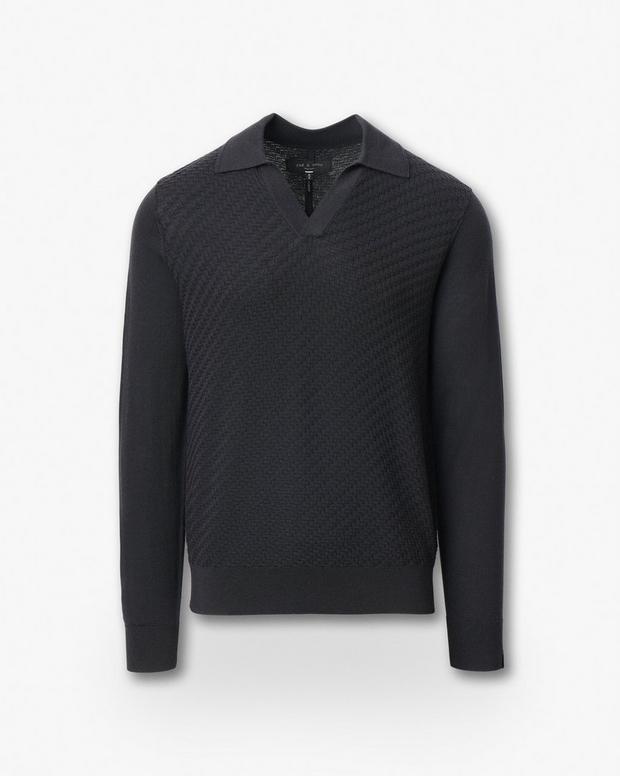 Rag & Bone Charles Johnny Collar Wool Polo