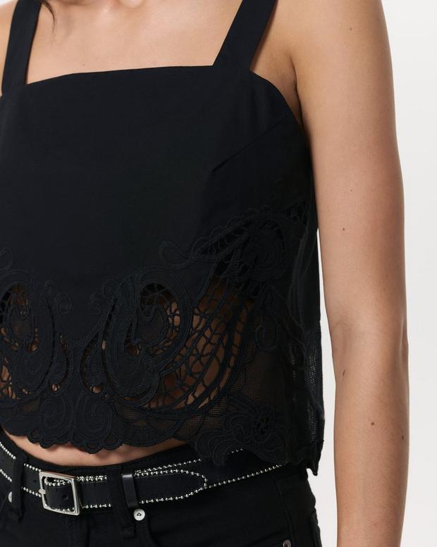 Rag & Bone Clem Lace-Trim Poplin Tank Top