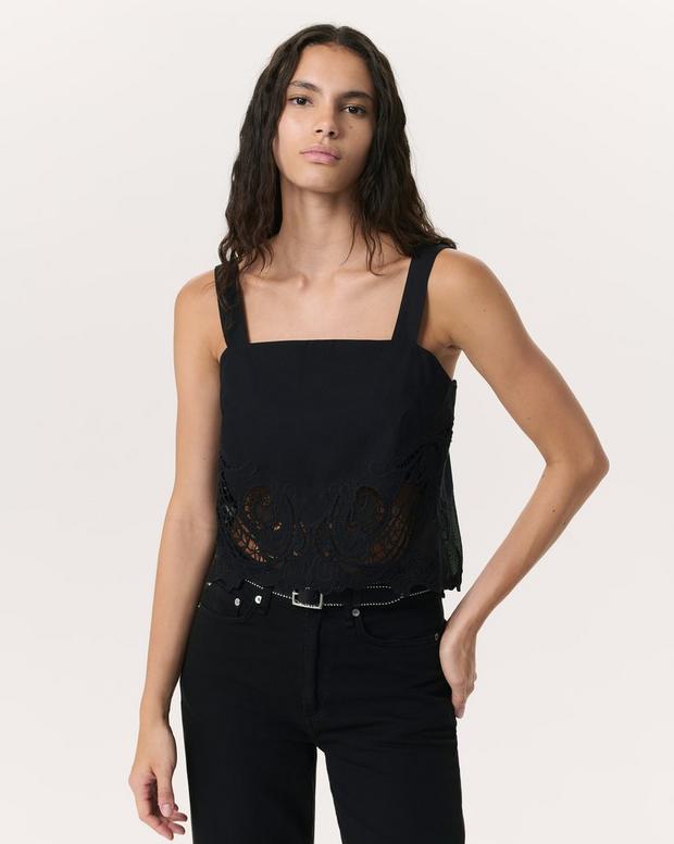rag & bone Clem Lace-Trim Poplin Tank Top