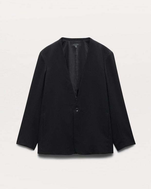 Rag & Bone Collarless Wool-Blend Ripstop Blazer