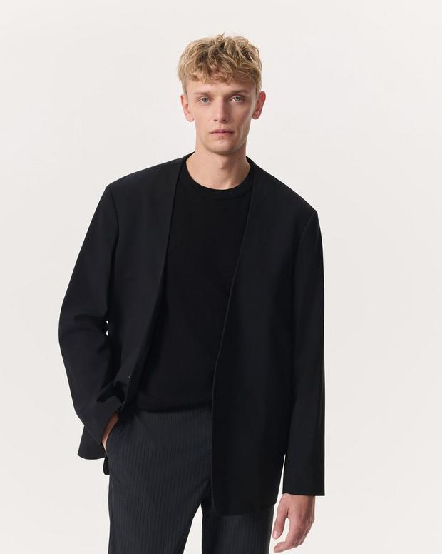 rag & bone Collarless Wool-Blend Ripstop Blazer