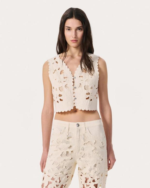 rag & bone Coralie Cutout Denim Vest