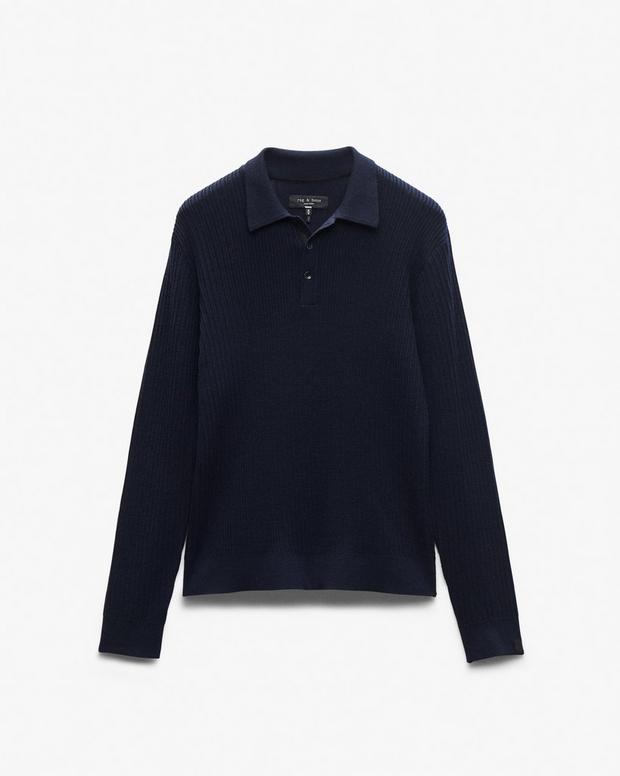 Rag & Bone Crawford Wool-Cashmere Polo Sweater