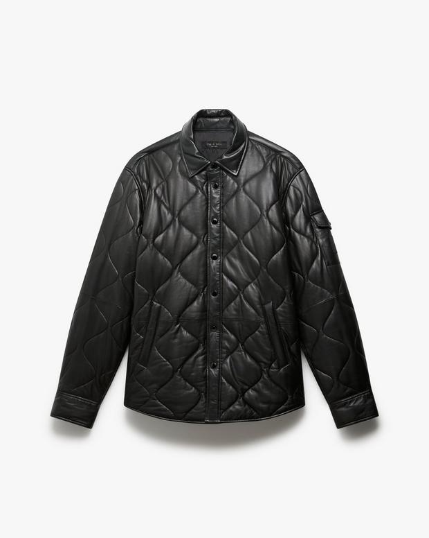 Rag & Bone Dane Leather Quilted Shirt Jacket