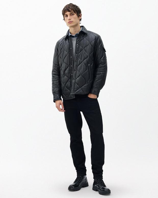 Rag & Bone Dane Leather Quilted Shirt Jacket