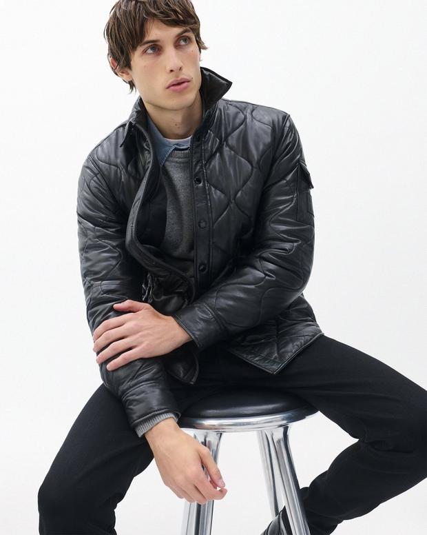 rag & bone Dane Leather Quilted Shirt Jacket