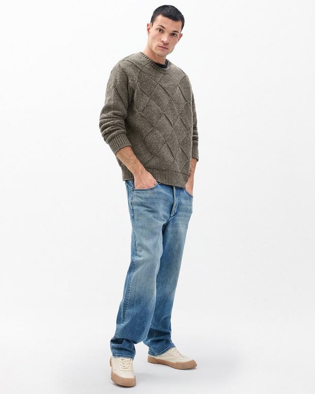 Rag & Bone Hand-Knit Entrelac Wool Sweater