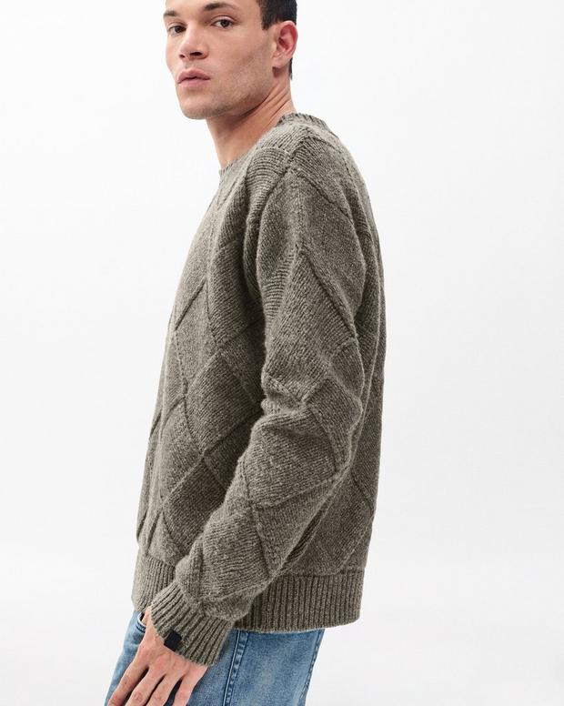 Rag & Bone Hand-Knit Entrelac Wool Sweater