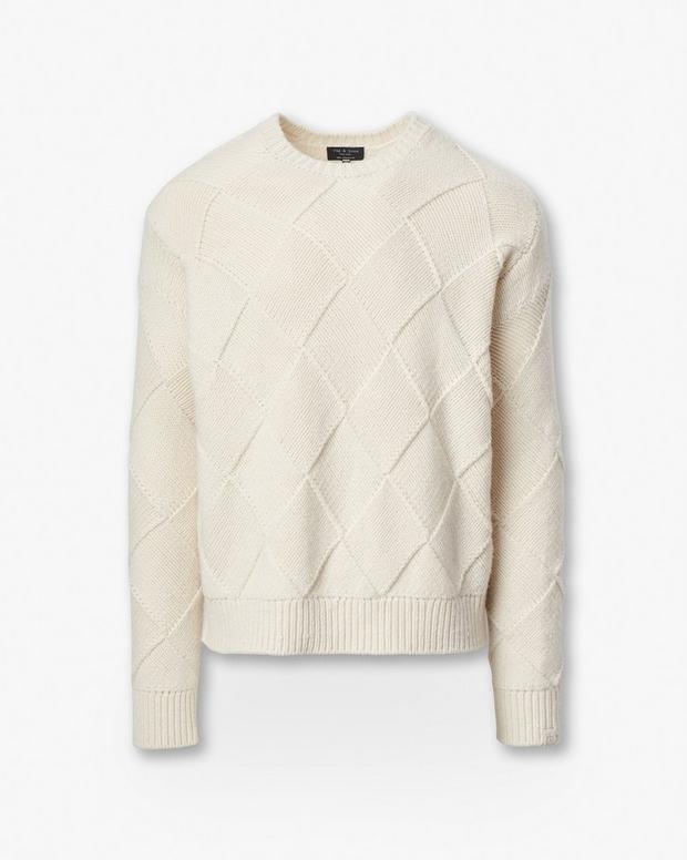 Rag & Bone Hand-Knit Entrelac Wool Sweater