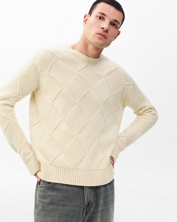 Rag & Bone Hand-Knit Entrelac Wool Sweater