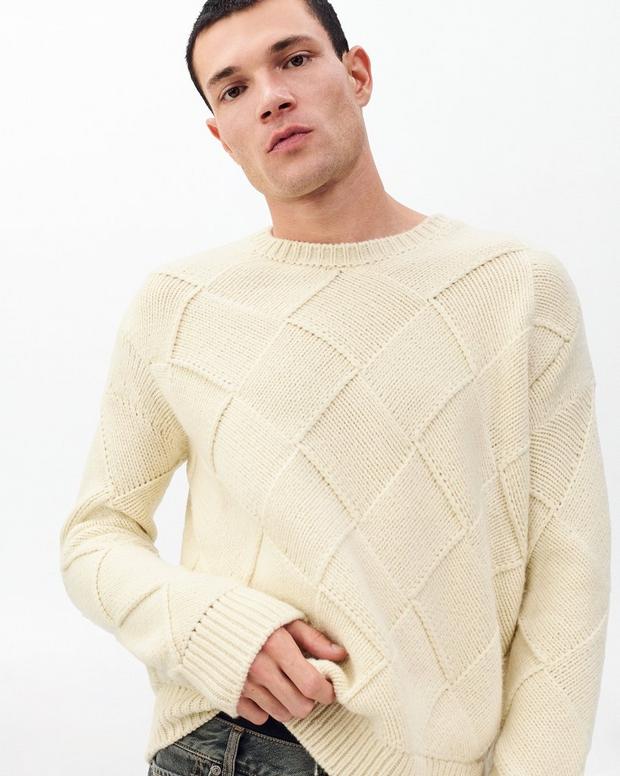 rag & bone Hand-Knit Entrelac Wool Sweater