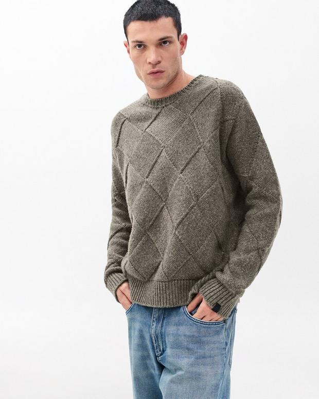 rag & bone Hand-Knit Entrelac Wool Sweater