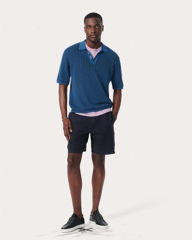 Rag & Bone Harvey Striped Knit Polo Shirt