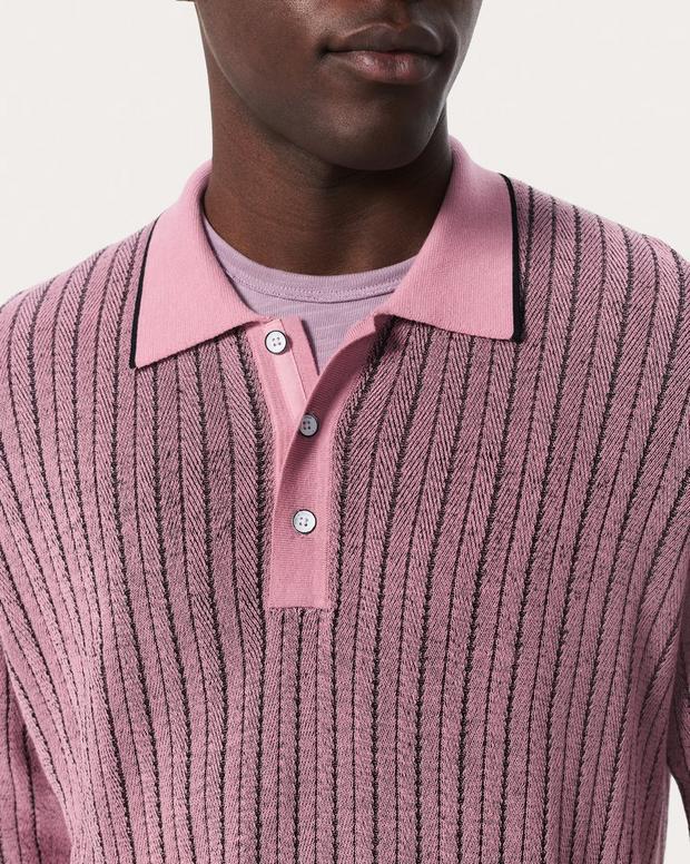 Rag & Bone Harvey Striped Knit Polo Shirt