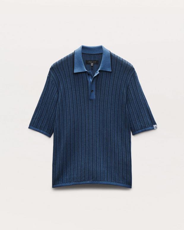 rag & bone Harvey Striped Knit Polo Shirt