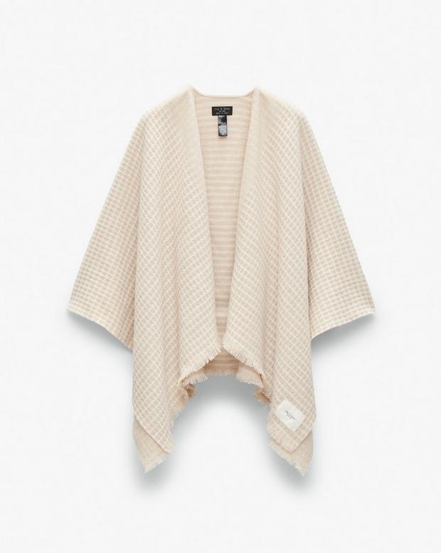 Rag & Bone Joni Waffle-Knit Wool Poncho