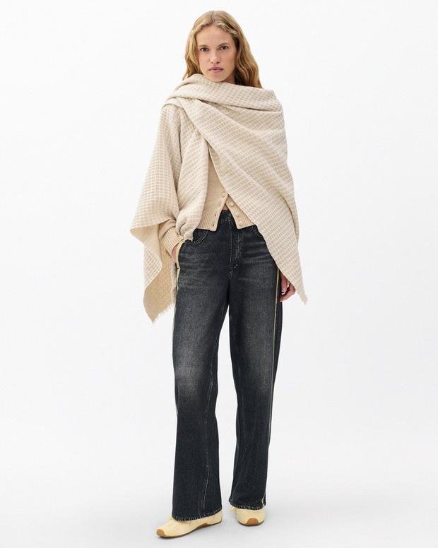 Rag & Bone Joni Waffle-Knit Wool Poncho