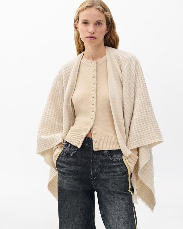 Rag & Bone Joni Waffle-Knit Wool Poncho