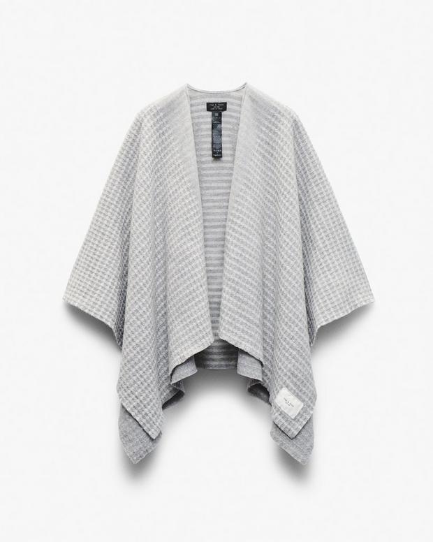 Rag & Bone Joni Waffle-Knit Wool Poncho