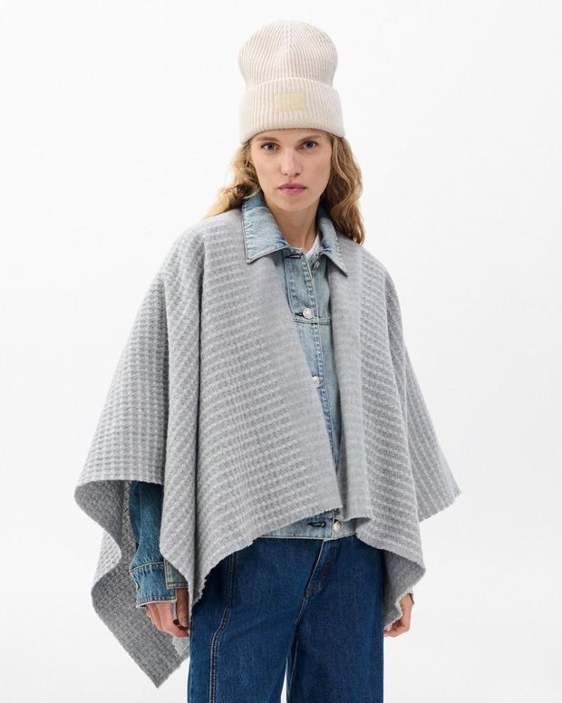 Rag & Bone Joni Waffle-Knit Wool Poncho