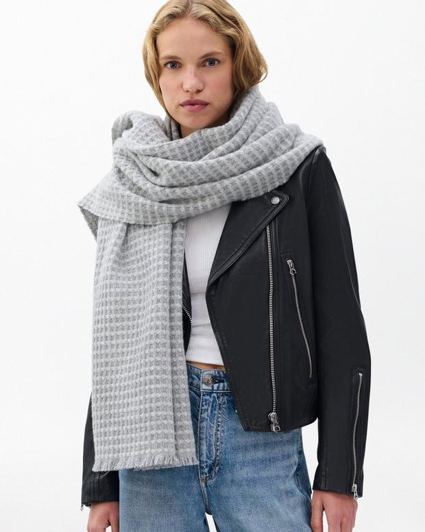 rag & bone Joni Waffle-Knit Wool Scarf