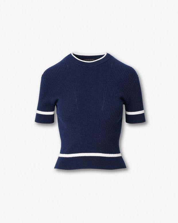 Rag & Bone Kassy Ribbed Short-Sleeve Sweater