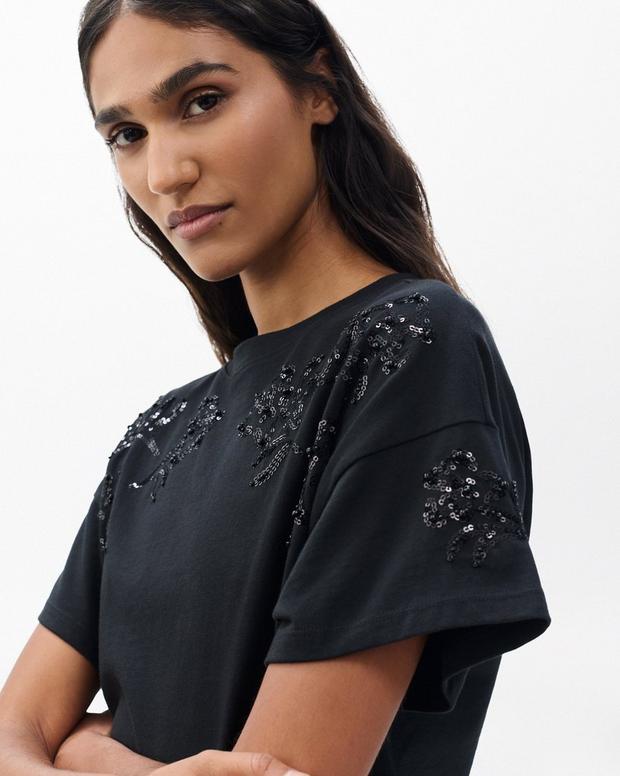 Rag & Bone Kelly Boxy Beaded Floral Tee