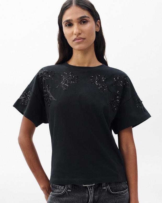 rag & bone Kelly Boxy Beaded Floral Tee