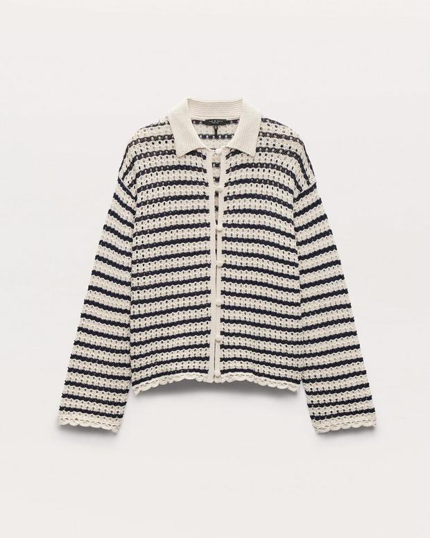 Rag & Bone Khloe Striped Open-Knit Cardigan