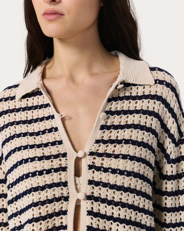 Rag & Bone Khloe Striped Open-Knit Cardigan