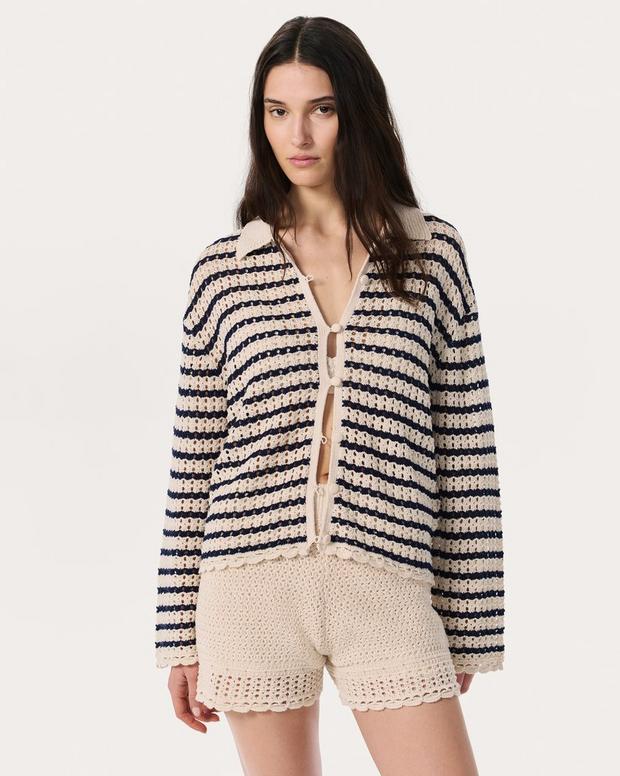 rag & bone Khloe Striped Open-Knit Cardigan