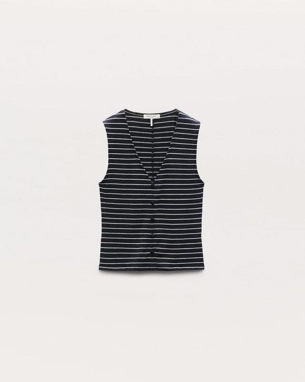 Rag & Bone Knit Striped Button Tank Top