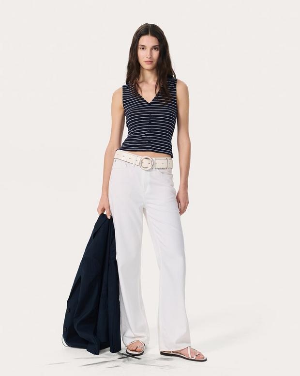 Rag & Bone Knit Striped Button Tank Top