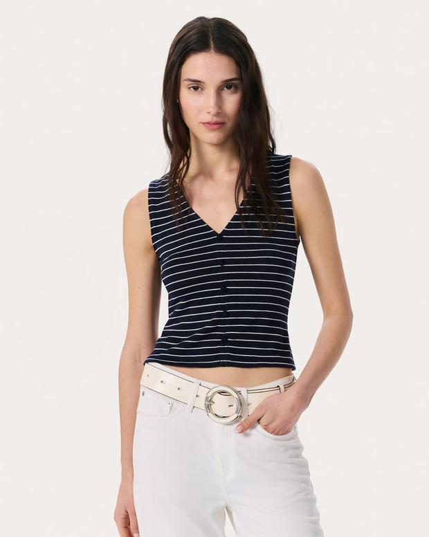 rag & bone Knit Striped Button Tank Top
