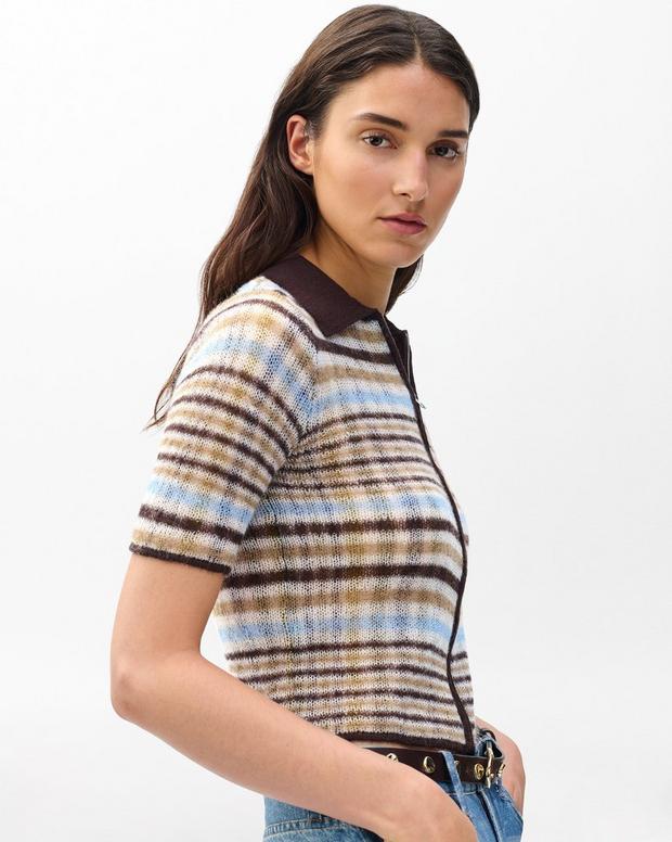 Rag & Bone Leva Plaid Zip Polo Sweater