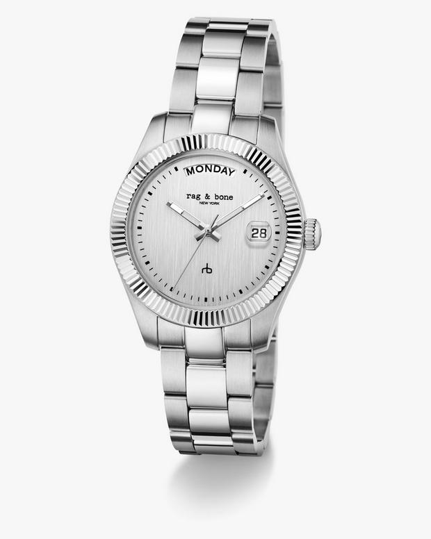 Rag & Bone Lex Day Date Bracelet Watch 34mm